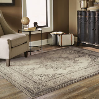 Patchwork Persian Ivory/ Grey Rug (9'10 x 12'10)