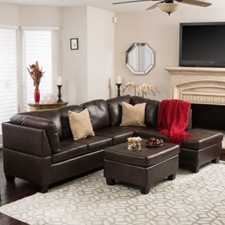 Christopher Knight Home Canterbury 3-piece PU Leather Sectional Sofa Set