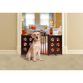 Furhaven Mahogany Finish Paw Pet Gate