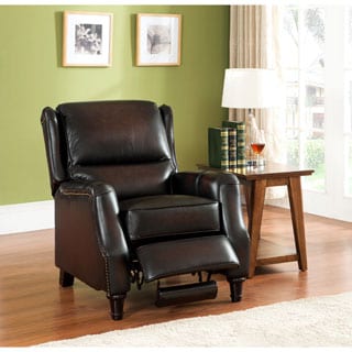 Liberty Wingback Brown/ Red Hand Rubbed Premium Top Grain Leather Recliner Chair