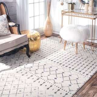 The Curated Nomad Ashbury Beaded Moroccan Trellis Ivory Rug (4' x 6')
