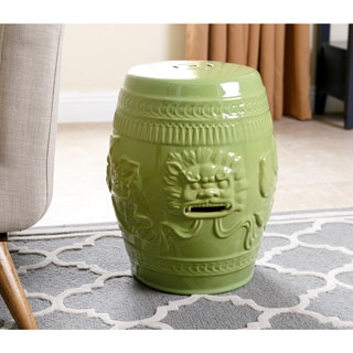 ABBYSON LIVING Chinese Lion Lime Green Ceramic Garden Stool