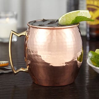 Handmade Gold Moscow Mule 16 oz. Hammered Copper Mug with Brass Handle