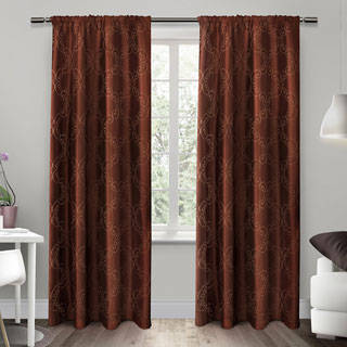 ATI Home Como Embroidered Rod Pocket Window Curtain 84 - 96-inch Length Panel Pair
