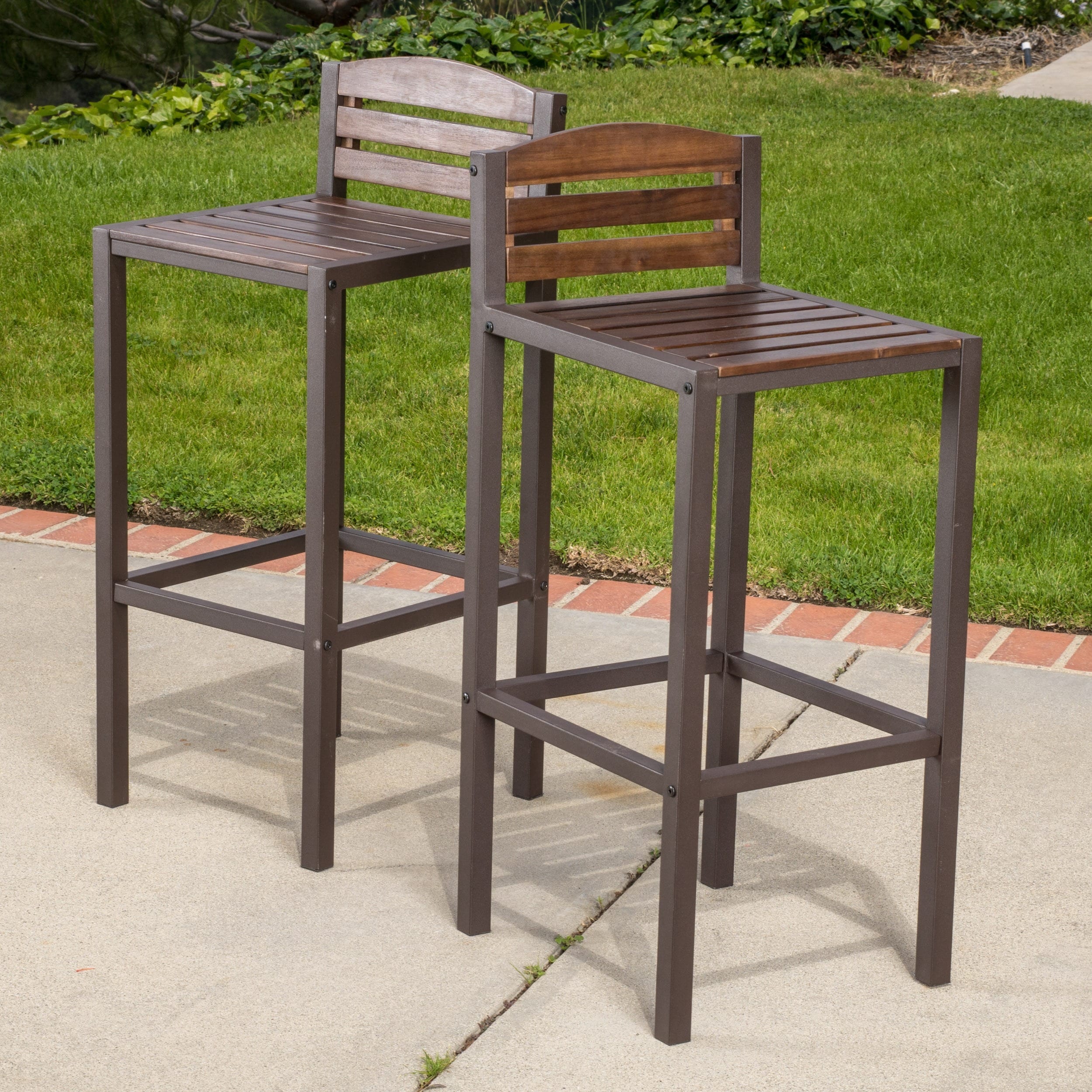 Milos Outdoor Acacia Wood Barstool (Set of 2) by Christopher Knight Home