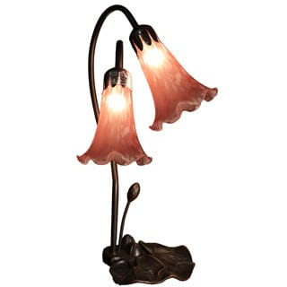 Elaine 2-light Pink Glass 17-inch Lily Tiffany-style Table Lamp