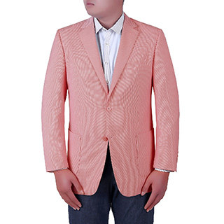 Verno Pagolo Men's Pink Birdseye Textured Classic Fit Italian Styled Blazer