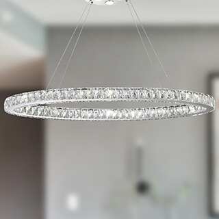 Galaxy 20 LED-light Chrome Finish and Clear Crystal Oval Ring Chandelier
