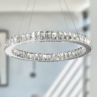 Galaxy 15-light LED Chrome Finish and Clear Crystal Circular Ring Chandelier