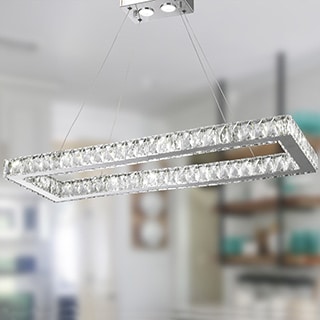 Galaxy 16-light LED Chrome Finish and Clear Crystal Rectangle Chandelier