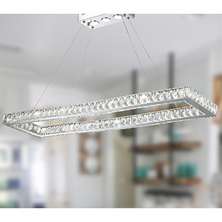 Galaxy 19 LED-light Chrome Finish and Clear Crystal Rectangle Modern Chandelier