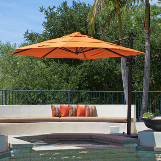 California Umbrella 11' Rd. Aluminum Cantilever, Crank Lift, Slide Tilt, Double Wind Vent, Bronze Finish, Sunbrella Fabric