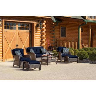 Hanover STRATHMERE6PCNVY Strathmere Navy Blue Steel Six-piece Outdoor Lounge Set
