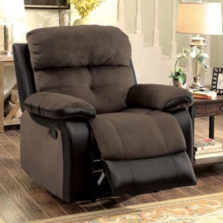 Furniture of America Fawnie Two-Tone Champion Fabric/Leatherette Recliner