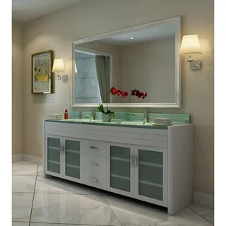 Design Element Waterfall White 72-inch Double-sink Vanity Set