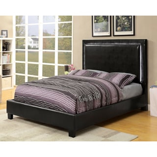 Furniture of America Winona Contemporary LED Light Trim Espresso Leatherette Platform Bed