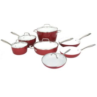 Oneida Red Stamped Aluminum, Ceramic, and Glass 12-piece Cookware Pack