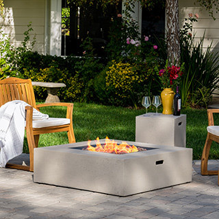Santos Outdoor 40-inch Square Propane Fire Pit Table w/ Tank Holder by Christopher Knight Home