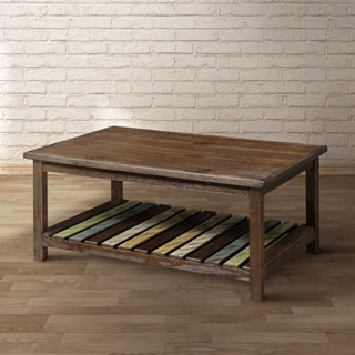 Furniture of America Katrine Country Style Slatted Brown Cherry Coffee Table