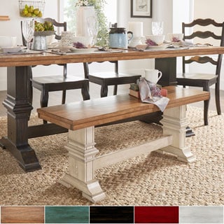 Eleanor Two-Tone Trestle Leg Wood Dining Bench by TRIBECCA HOME