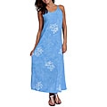 1 World Sarongs Women's Hawaiian Style Blue Long Dress (Indonesia)