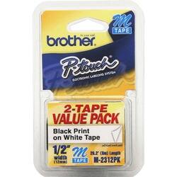Brother O.5-inch Black-on-white Adhesive Non-laminated Labelmaker Tape