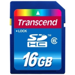 Transcend 16GB Secure Digital High Capacity (SDHC) Class 6 Card