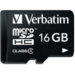 Verbatim 16GB MicroSDHC Memory Card with Adapter, Class 4