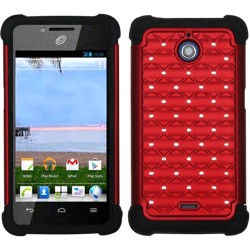 INSTEN Red/ Black TotalDefense Phone Case Cover for Huawei H881C Ascend Plus