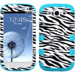 INSTEN Zebra Skin/ Teal TUFF Phone Case Cover for Samsung Galaxy S III i747