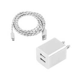 2A Wall Charger With Two Usb Ports AC Travel Adaptor With Micro USB Charge & Data Sync Braided Cable For Samsung Galaxy S6 Edge