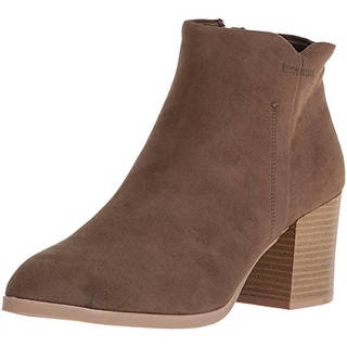 Qupid Womens Wilson Ankle Boots Faux Suede Stacked Heel