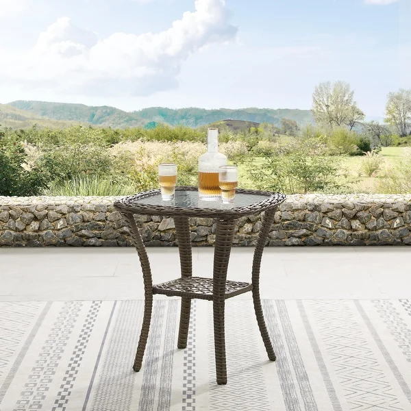 Corvus Salerno Outdoor 22-inch Wicker Glass Table