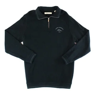 Tommy Bahama NEW Black Mens Size Medium M Pullover 1/2 Zip Sweater