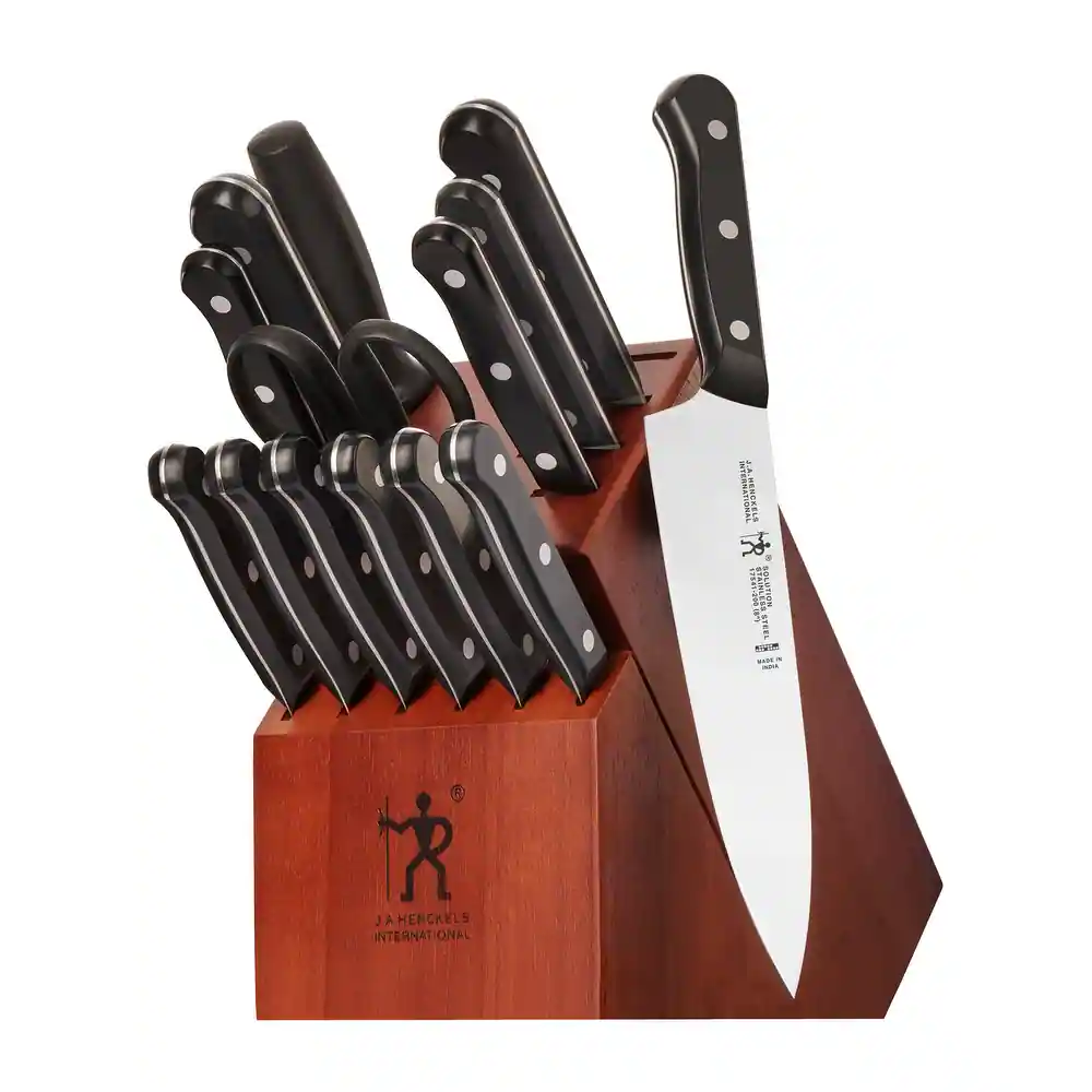 HENCKELS Solution Razor-Sharp 15-pc Knife Set, German Engineered Informed by 100+ Years of Mastery, Chefs Knife - Black