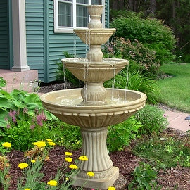 Sunnydaze Classic 3-Tier Designer Water Fountain, 55 Inch Tall