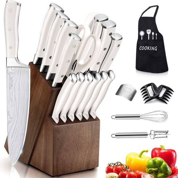 Knife Set, 22 Pieces Kitchen Knife Set with Block Wooden, Germany High Carbon Stainless Steel Professional Chef Knife Block Set