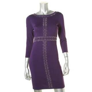 Calvin Klein Womens Petites Embellished 3/4 Sleeve Cocktail Dress - ps