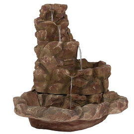 Sunnydaze Lighted Stone Springs Outdoor Water Fountain with LED Lights, 41.5 Inc