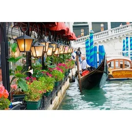 LED Lighted Floral Shop with Gondola Ride Canvas Wall Art 11.75" x 15.75"