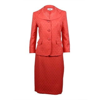 Le Suit Women's Cozumel Three Button Patterned Skirt Suit