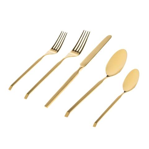 Ramp Mirrored Gold 18/0 Stainless Steel 20 Piece Flatware Set, Service For 4