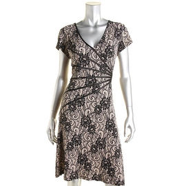 Connected Apparel Womens Petites Matte Jersey Printed Cocktail Dress - 10P