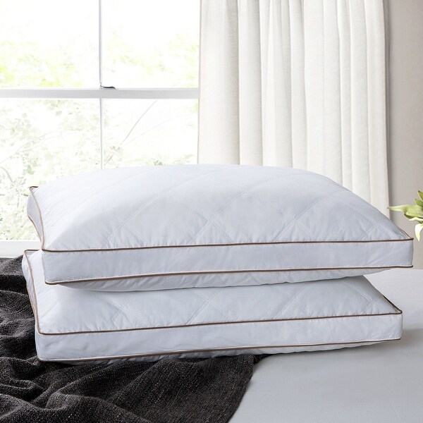 Medium-Firm 2-inch Gusset Feather and Down Pillows Set of 2 - White
