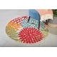preview thumbnail 59 of 158, Nourison Aloha Floral Modern Indoor/Outdoor Area Rug 4' Round - Red/Orange