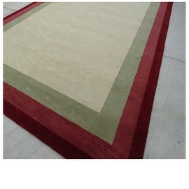 9.6x13.6 Feet Sage Green Red Burgundy Huge Over sized Bordered Wool Carpet Rug Modern Contemporary