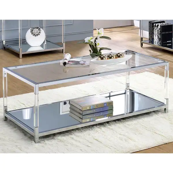 Furniture of America Fald Contemporary Chrome 48-inch 1-shelf Coffee Table