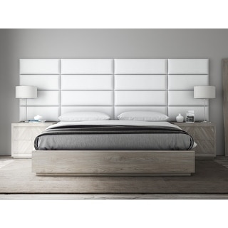 VANT Upholstered Headboards - Accent Wall Panels - Vintage Leather White Dove - 39 Inch Twin-King - Set of 4 panels.