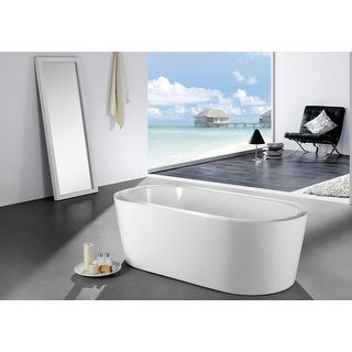 Aquamoon Pandora 59-inch freestanding white acrylic soaking bathtub