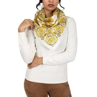 Versace White/Gold Creponne Chain Print Silk Foulard Scarf